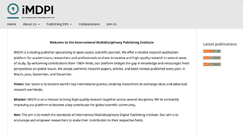 IMDPI journal website