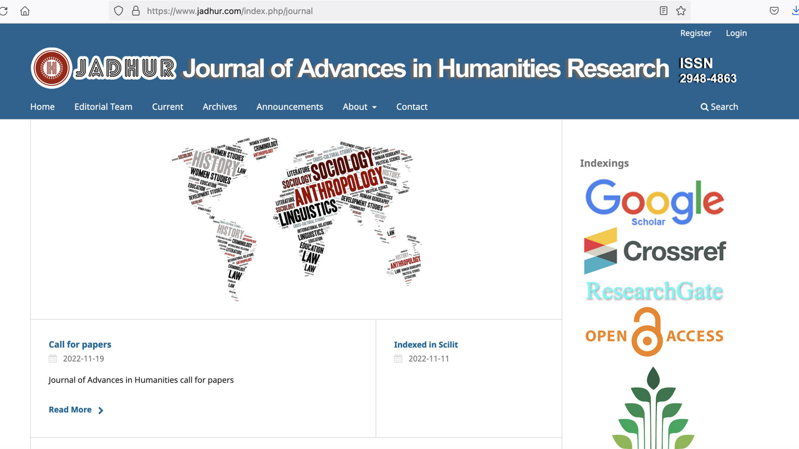 JADHUR journal website